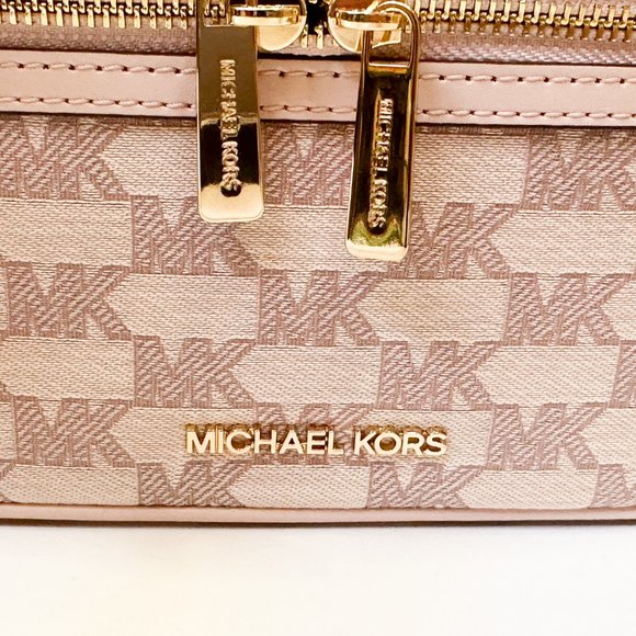 Michael Kors Jet Set Item Medium Zip Trunk Crossbody Bag MK Signature Pink Multi - Picture 12 of 12
